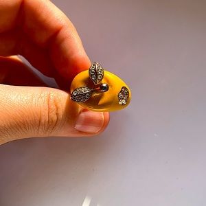 Vintage enamel apple rhinestone ring